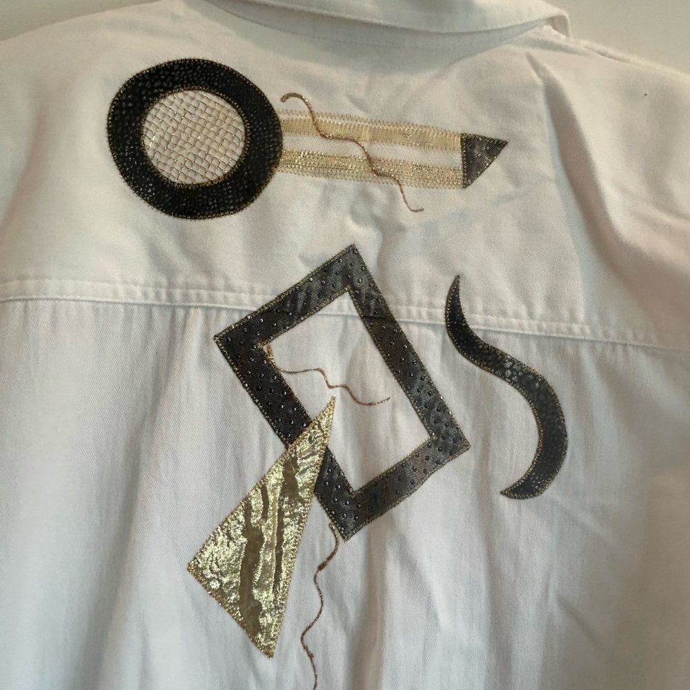 Vintage 80s White Denim Artistic Shirt - Picture 11 of 14
